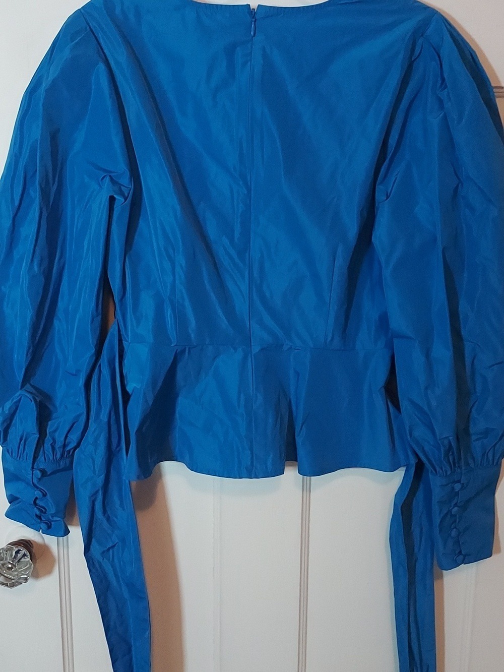 Veronica Beard Seema Long Sleeve Crisscross Blouse In Bluebell Sz 8 - Picture 15 of 16